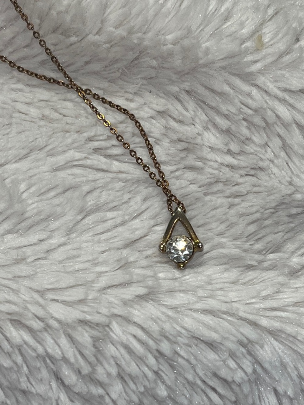 Gold-Tone Clear Crystal Pendant Necklace